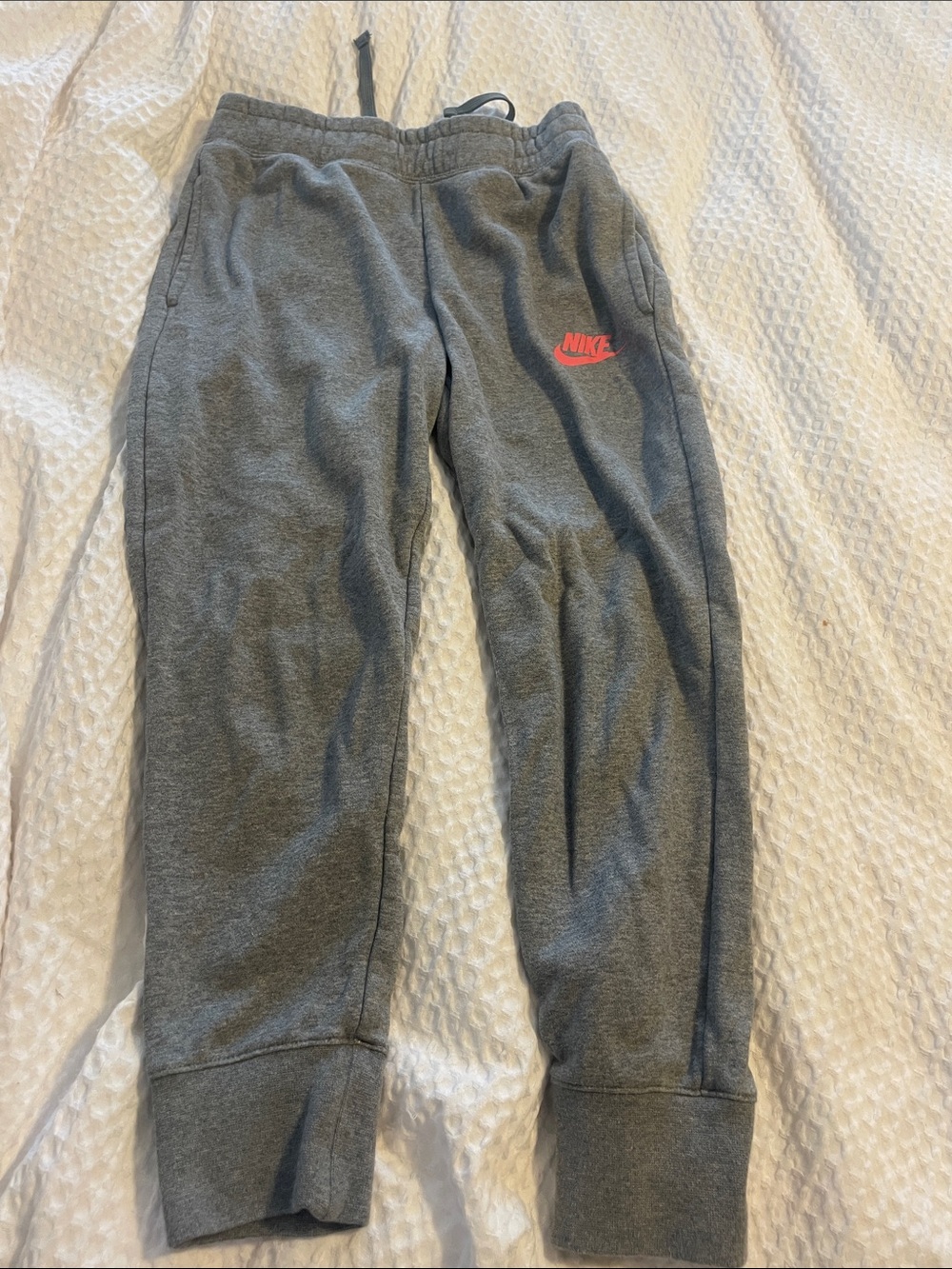 Nike Kids Gray Sweatpants with Pink Swoosh